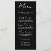 Modern Black White Hand Lettered Script Wedding Menu (Voorkant)