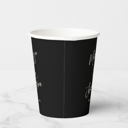 Modern Black White Hand Lettered Script Wedding Papieren Bekers (Rechts)