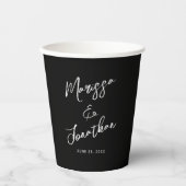 Modern Black White Hand Lettered Script Wedding Papieren Bekers (Voorkant)