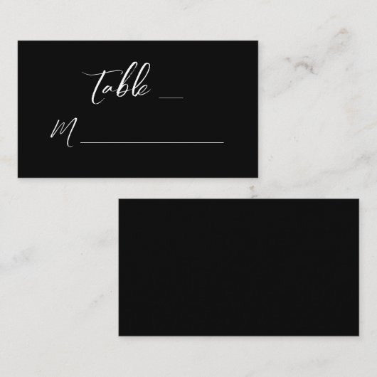Modern Black White Hand Lettered Script Wedding Plaatskaartje (Voorkant / Achterkant)