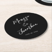 Modern Black White Hand Lettered Script Wedding Ronde Kartonnen Onderzetter (Gebogen)