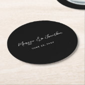 Modern Black White Hand Lettered Script Wedding Ronde Kartonnen Onderzetter (Gebogen)