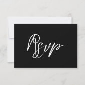 Modern Black White Hand Lettered Script Wedding RSVP Kaartje (Voorkant)