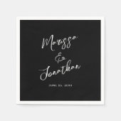 Modern Black White Hand Lettered Script Wedding Servet (Voorkant)