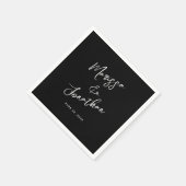 Modern Black White Hand Lettered Script Wedding Servet (Hoek)