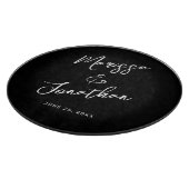 Modern Black White Hand Lettered Script Wedding Snijplank (Hoek)