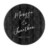 Modern Black White Hand Lettered Script Wedding Snijplank (Voorkant)