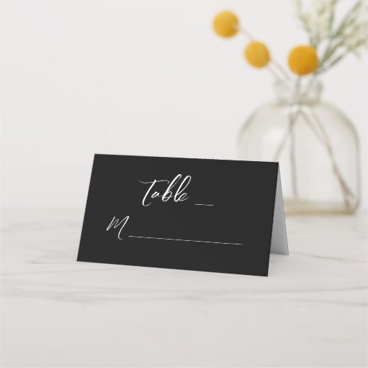 Modern Black White Hand Lettered Wedding Folded Plaatskaartje (Voorkant)