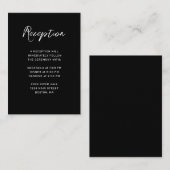 Modern Black White Hand Lettered Wedding Reception Informatiekaartje (Voorkant / Achterkant)