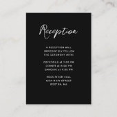 Modern Black White Hand Lettered Wedding Reception Informatiekaartje (Voorkant)