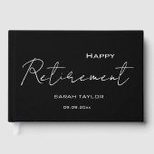Modern Black White Happy Retirement Personalized  Gastenboek (Voorkant)