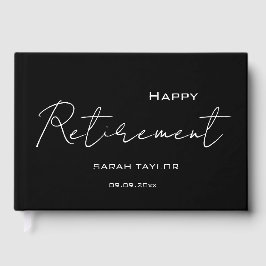 Modern Black White Happy Retirement Personalized  Gastenboek