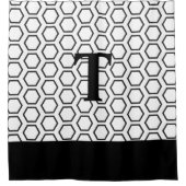 Modern Black White Hexagon Honeycomb Initiaal Douchegordijn (Voorkant)