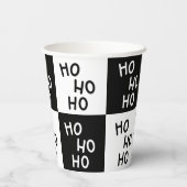 Modern Black White Ho Ho Santa Laugh Christmas Papieren Bekers (Achterkant)