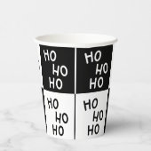 Modern Black White Ho Ho Santa Laugh Christmas Papieren Bekers (Rechts)
