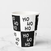 Modern Black White Ho Ho Santa Laugh Christmas Papieren Bekers (Voorkant)
