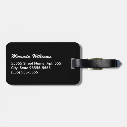 Modern Black White Houndstooth Monogram en naam Bagagelabel (Achterkant horizontaal)