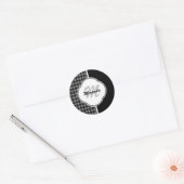 Modern Black White Houndstooth Monogram en naam Ronde Sticker (Envelop)