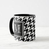Modern Black White Houndstooth Monogram Mok (Voorkant links)