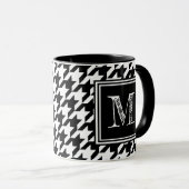 Modern Black White Houndstooth Monogram Mok (Voorkant rechts)