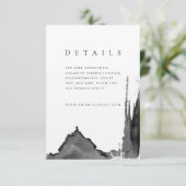 Modern Black + White Ink Wedding Detail Enclosure Kaart (Staand voorkant)