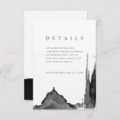 Modern Black + White Ink Wedding Detail Enclosure Kaart (Voorkant / Achterkant)