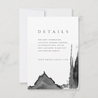 Modern Black + White Ink Wedding Detail Enclosure Kaart
