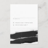 Modern Black + White Ink Wedding RSVP-kaart Kaart (Achterkant)