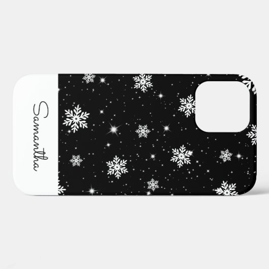 Modern Black White-kerstsnowflake-patroon Case-Mate iPhone Case (Achterkant (horizontaal))