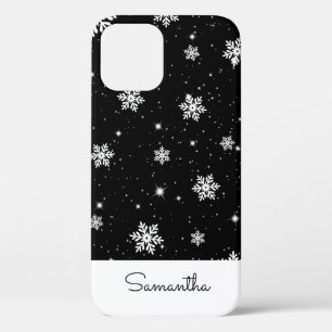 Modern Black White-kerstsnowflake-patroon Case-Mate iPhone Case