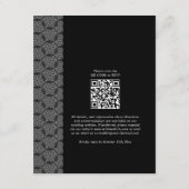 Modern Black & White Lace Script Weddenschap Informatiekaartje (Achterkant)