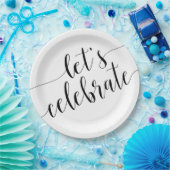 Modern Black White Laten we Borden op papier viere Papieren Bordje (Feest)