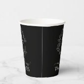 Modern Black White Leafy Crest Monogram Weddenscha Papieren Bekers (Rechts)