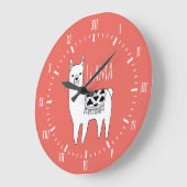 Modern Black & White Llama Sketch Roman Numerals Grote Klok (Hoek)