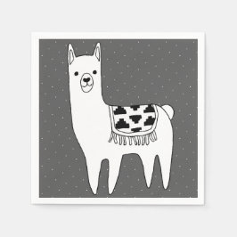 Modern Black & White Llama Sketch Servet