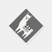 Modern Black & White Llama Sketch Servet (Hoek)