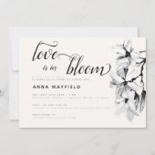 Modern Black White Magnolia Love in Bloom Bridal Kaart (Voorkant)