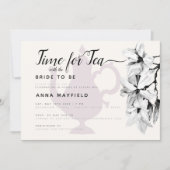 Modern Black White Magnolia Time for Tea Bridal Kaart (Voorkant)