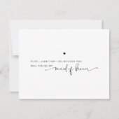 Modern Black White Maid of Honor proposal Kaart (Voorkant)