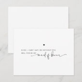 Modern Black White Maid of Honor proposal Kaart (Voorkant / Achterkant)