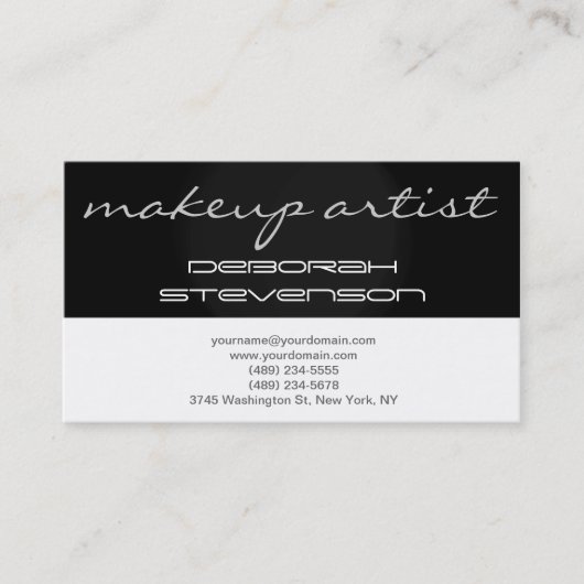 Modern Black White make-up art Visitekaartje (Voorkant)