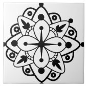 Modern Black White Mandala Marble Ceramic Tegel Tegeltje (Voorkant)