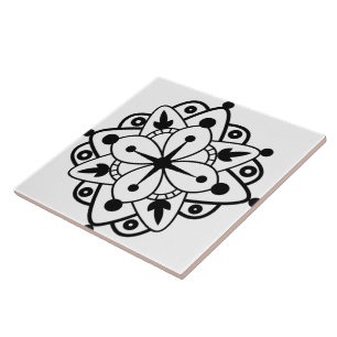 Modern Black White Mandala Marble Ceramic Tegel Tegeltje