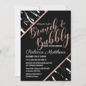 Modern Black White Marble Roos Gold Brunch Bubble Kaart (Voorkant)