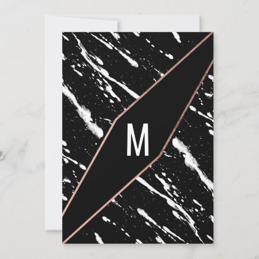 Modern Black White Marble Roos Gold Brunch Bubble Kaart (Achterkant)