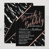 Modern Black White Marble Roos Gold Brunch Bubble Kaart (Voorkant / Achterkant)