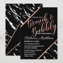 Modern Black White Marble Roos Gold Brunch Bubble