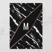 Modern Black White Marble Roos Gold Wedding Menu (Achterkant)