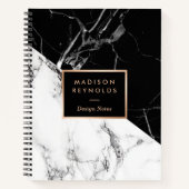 Modern Black White Marble Texture Designer Notes Notitieboek (Voorkant)