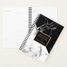 Modern Black White Marble Texture Designer Planner